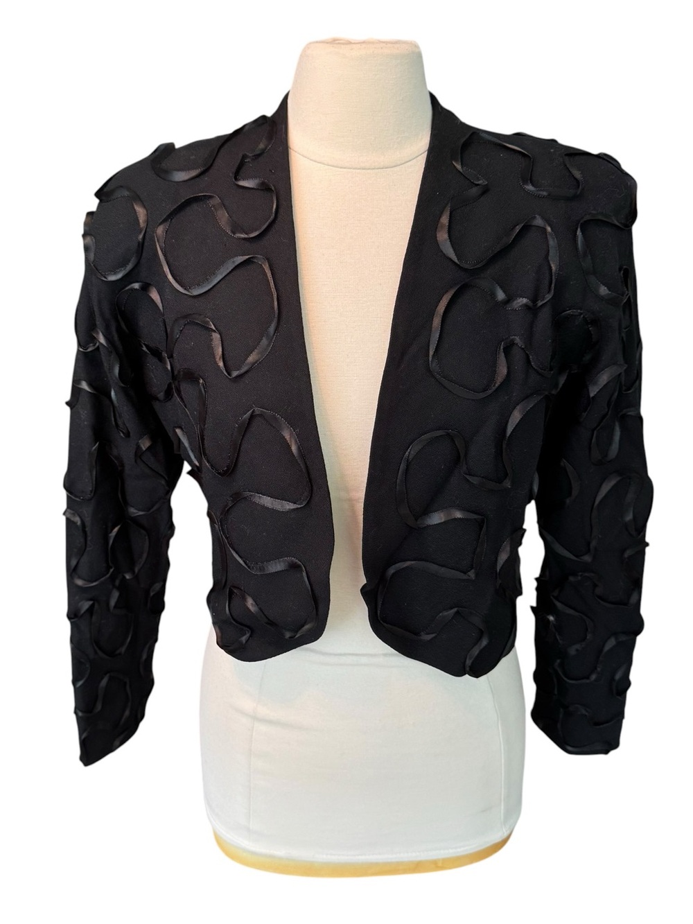Vintage 80/90s Lilli Ann Black Jacket Cropped Bolero Mod Cocktail Sz XS/S